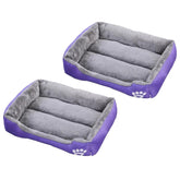 Kuber Industries Dog & Cat Bed|Super Soft Plush Top Pet Bed|Oxford Cloth Polyester Filling| Washable Dog Bed|Rectangular Cat Bed with Rise-Edge Pillow|QY036P-L|Purple(Pack of 2)